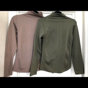 Mock Turtlenecks- Taupe & Olive Green - size M